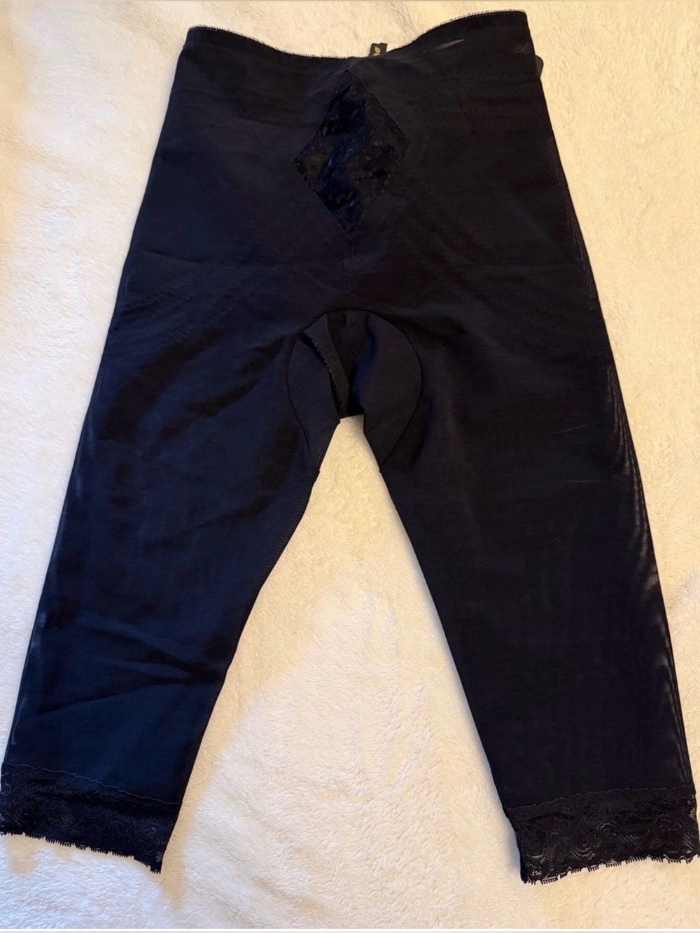 Rago Shapewear Lace Trim Capri Shaper Pants Black Plus Size 2X Retro Coquette